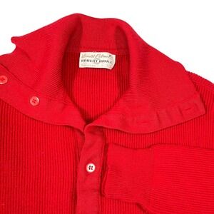 Arnold Palmer L Red Cardigan Sweater Ribbed Knit Button Front Vintage Preppy
